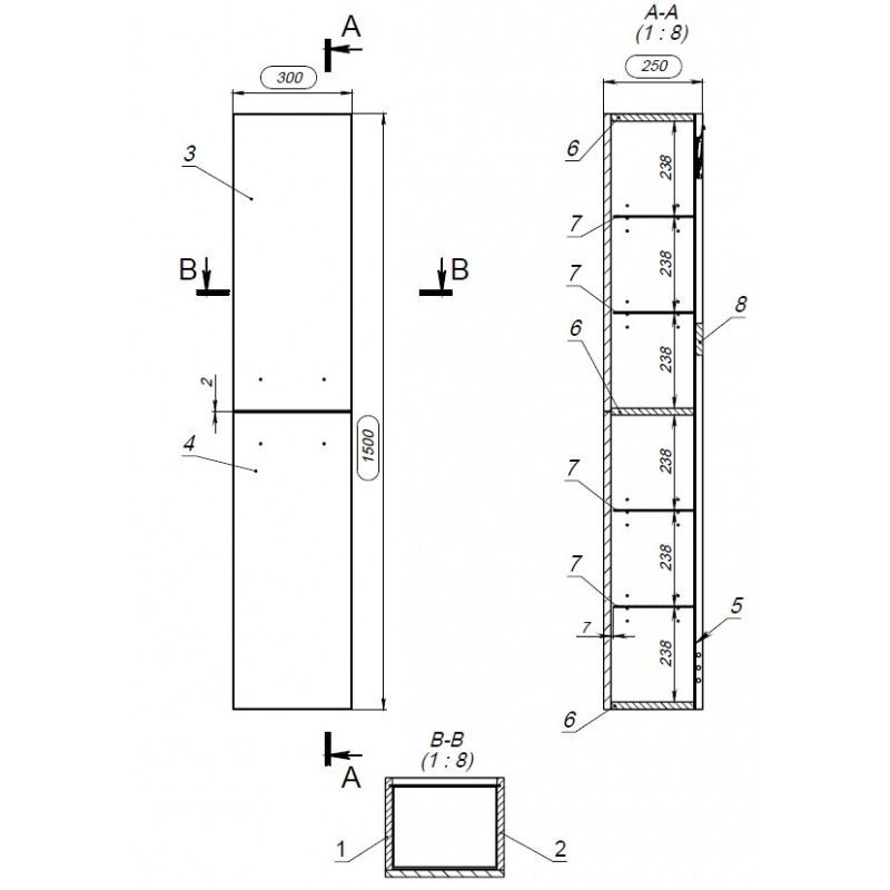 Пенал cersanit lara 30