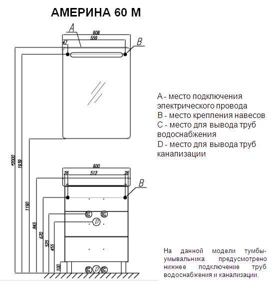 Комплект мебели акватон америна 60 белый