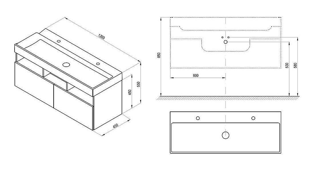 Тумба под раковину ravak natural 120 x000001053 белый